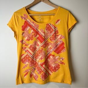 Y2K Yellow Graphic Women’s Top Tee Multicolor